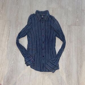 Free People Greyish Blue / Black Strip Down Button‎